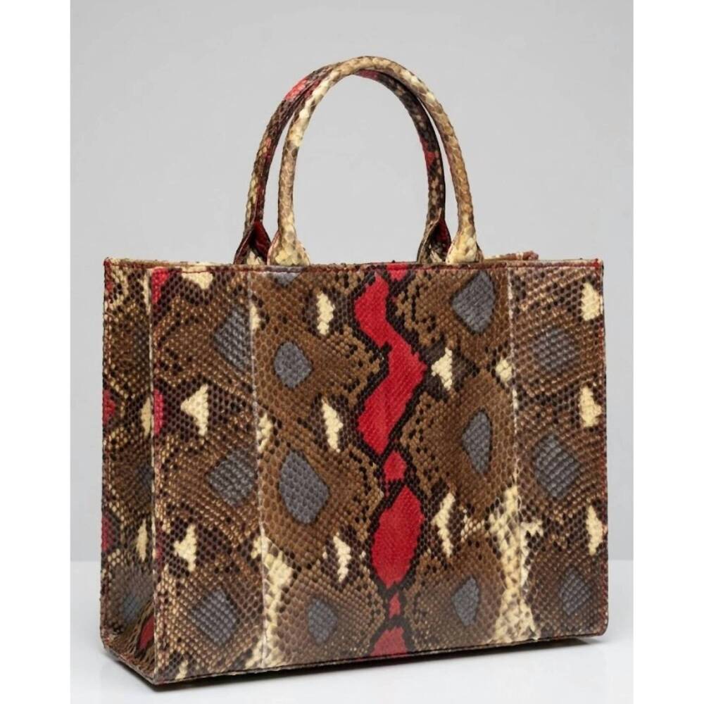NEW SARAH STEWART women's adele python bag in red multi